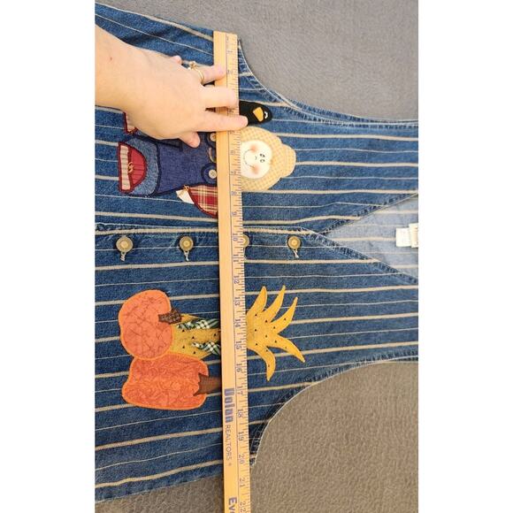 Vtg‎ Vivaldi Jeanswear Vest Womens Large Blue Denim Fall Appliqués USA Made EUC - Picture 4 of 6